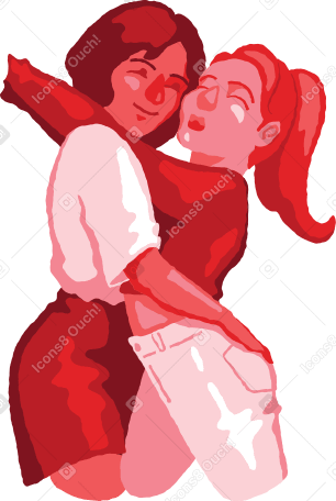 hugging women Illustration in PNG, SVG