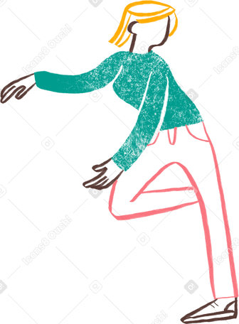 blond haired woman standing on one leg with her hands around something PNG, SVG