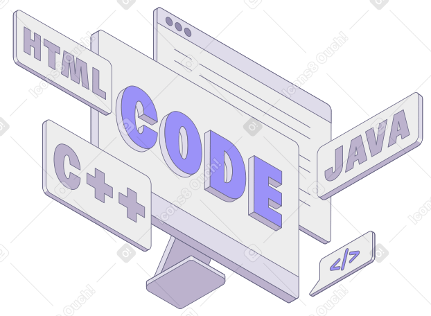 Código de letras en la pantalla de la computadora y texto de lenguajes de programación PNG, SVG