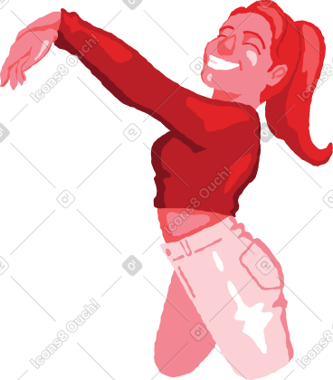 Happy woman with hands up PNG, SVG