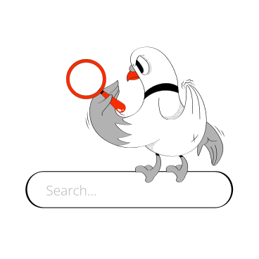 Pigeon with magnifying glass on search bar PNG, SVG