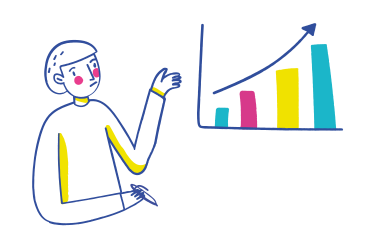 Man showing a rising graph PNG, SVG