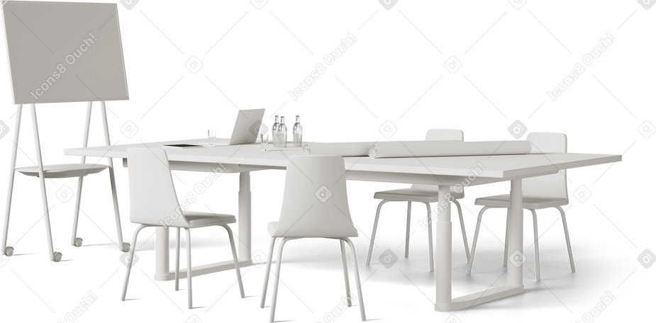 3D table chairs blackboard в PNG, SVG