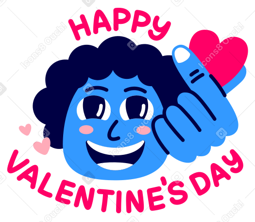 lettering happy valentine's day with guy in love PNG, SVG