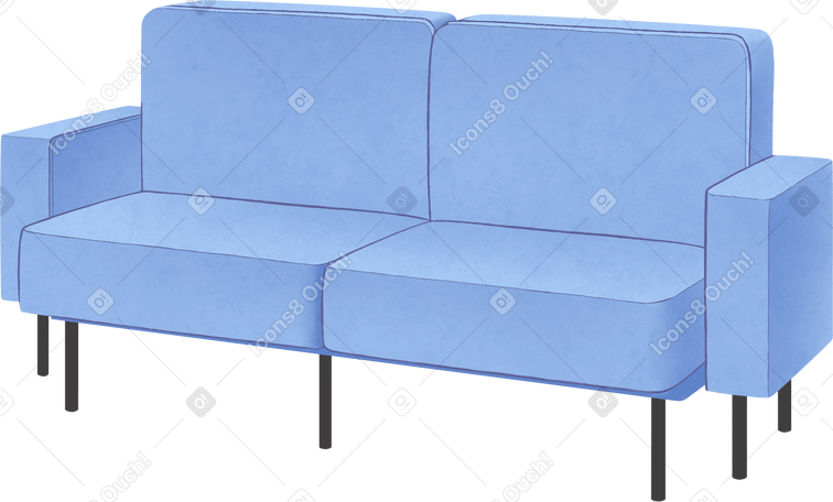 blue couch Illustration in PNG, SVG