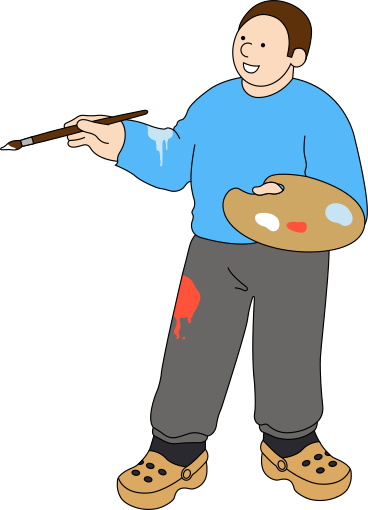 Jeune homme avec pinceau et palette PNG, SVG