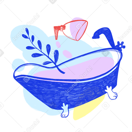 Blue foam bathtub for relaxation and harmony Illustration in PNG, SVG