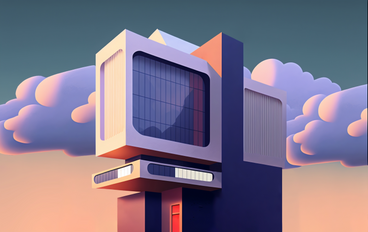 Edificio futurista de dibujos animados en 3d PNG, SVG