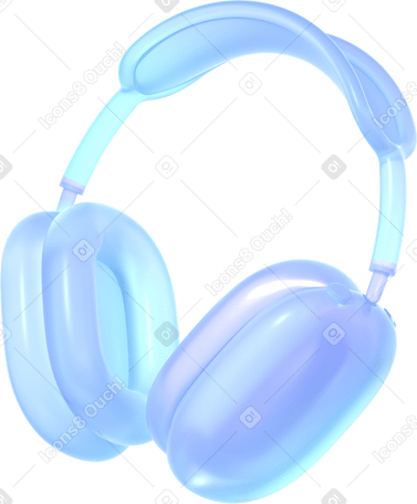 3D 蓝色玻璃耳机 PNG, SVG