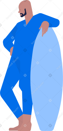 male surfer in surfer suit with board Illustration in PNG, SVG