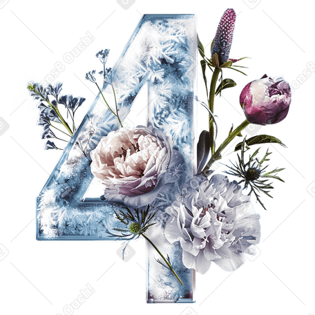 ice number with flowers PNG, SVG