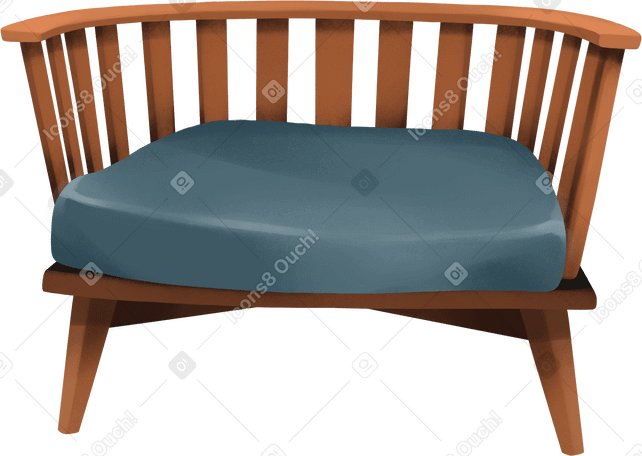 wooden armchair with cushion Illustration in PNG, SVG