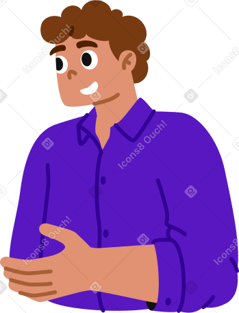 young man talking and holding something PNG, SVG