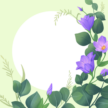 green foliage and purple flowers and copy space PNG, SVG
