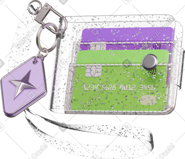 Wallet with credit cards and keychain PNG, SVG