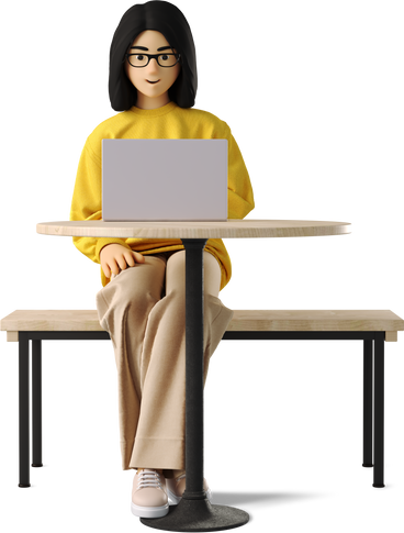 woman working at a bar table PNG、SVG