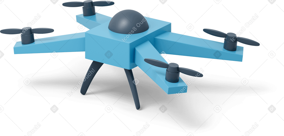 3D blue quadrocopter to the left PNG, SVG