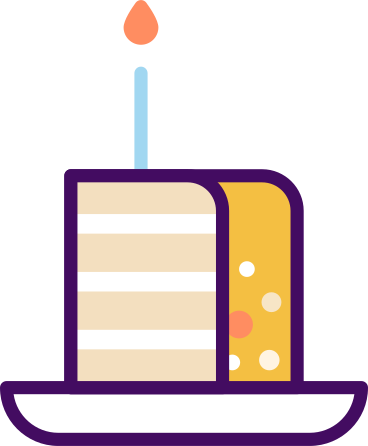 Кусок торта на тарелке со свечой в PNG, SVG