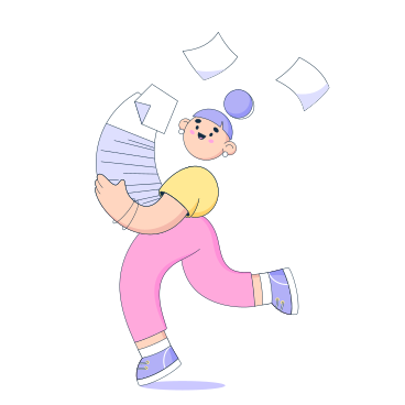 Mujer corre con gran pila de documentos PNG, SVG