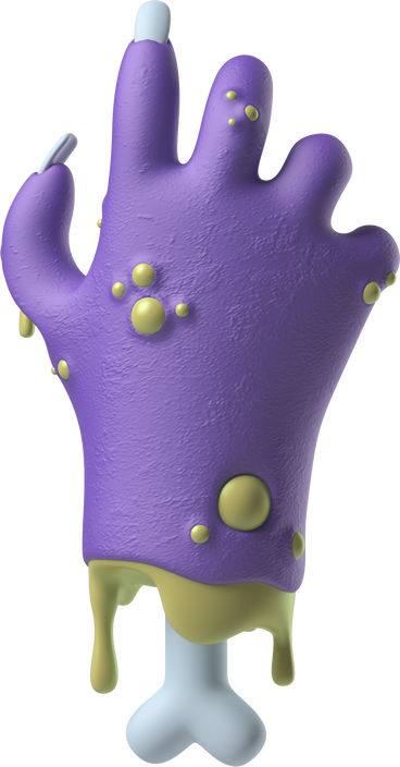 Back of a severed purple zombie hand PNG, SVG