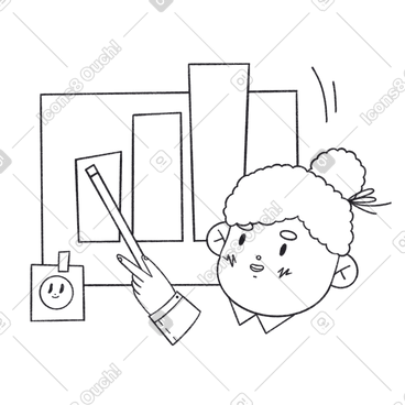 The teacher explains the lesson pointing to the graphs PNG, SVG