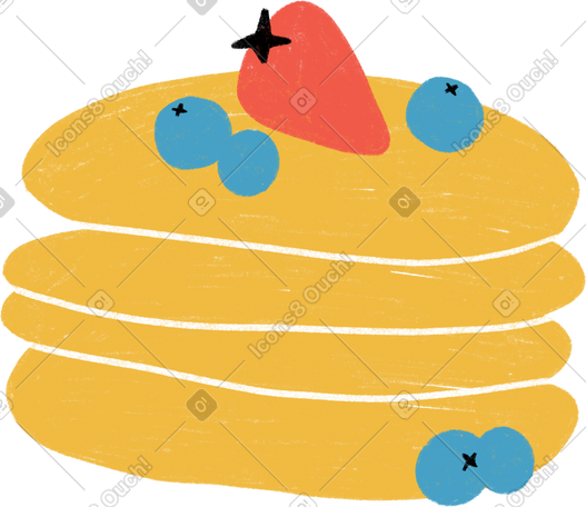 pancakes with strawberries and blueberries PNG, SVG