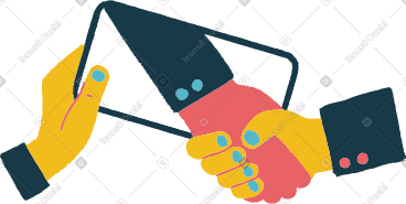 Handshake through phone PNG, SVG