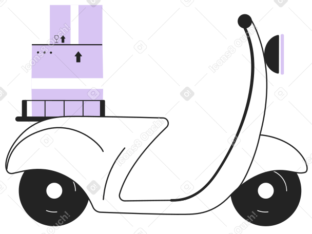 Ilustración animada de Scooter con cajas en GIF, Lottie (JSON), AE