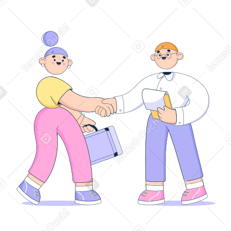 Woman and man shake hands and make a deal Illustration in PNG, SVG