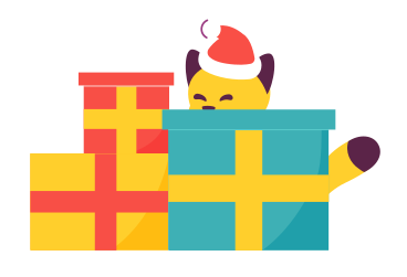 Gift boxes and the cat animated illustration in GIF, Lottie (JSON), AE
