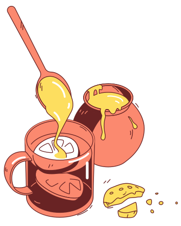 Лимонный чай, мед и печенье в PNG, SVG