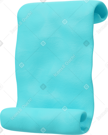 3D Light blue scroll paper symbol Illustration in PNG, SVG