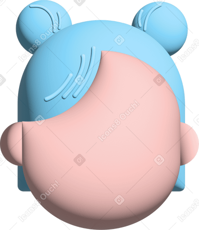 head with two blue pigtails hair PNG, SVG