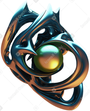d abstract shiny metal form PNG, SVG