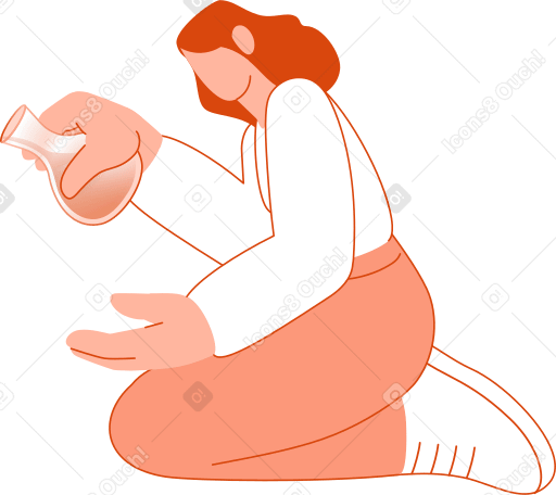 mujer sentada de rodillas con un frasco de vidrio en la mano PNG, SVG