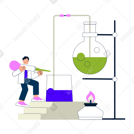 A male scientist mixing substances in a laboratory PNG, SVG
