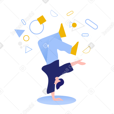 Ilustração animada de Homem dançando break e fazendo parada de mão em GIF, Lottie (JSON), AE