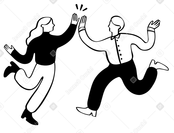 Man and woman giving each other high five  PNG, SVG