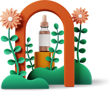 cosmetic with flowers in arc PNG, SVG