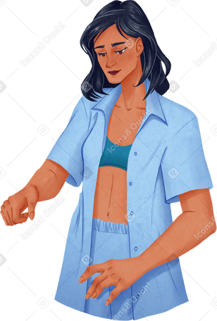 woman in a blue pyjamas PNG, SVG