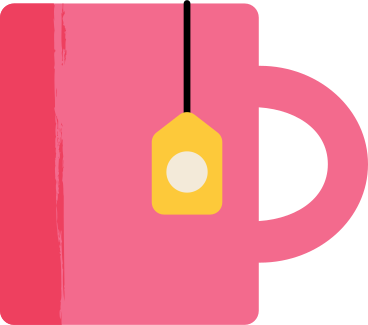 Illustration animée Tasse rose avec étiquette de sachet de thé aux formats GIF, Lottie (JSON) et AE