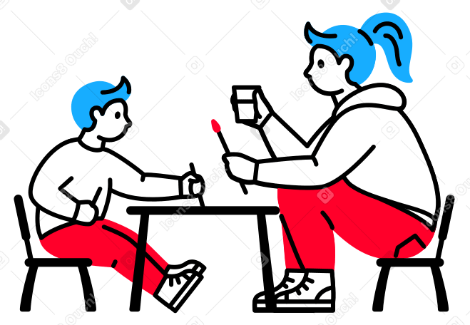 Ребенок и женщина рисуют в PNG, SVG
