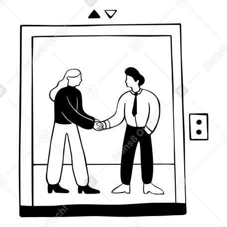 Площадка в лифте, мужчина и женщина пожимают друг другу руки в PNG, SVG