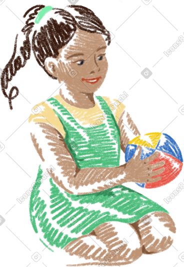 Sitting girl with ball PNG, SVG