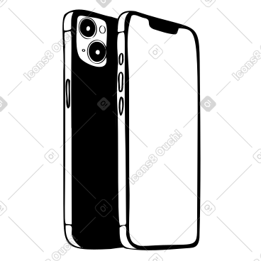 线条艺术单色 iphone 背面和正面 PNG, SVG