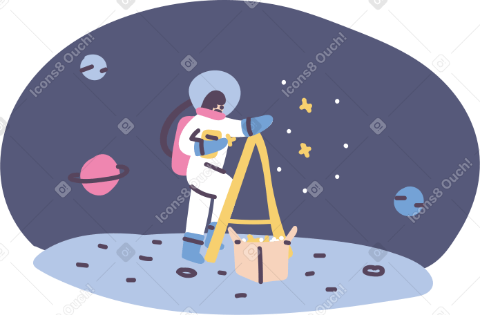 Man stepping up on ladder Illustration in PNG, SVG