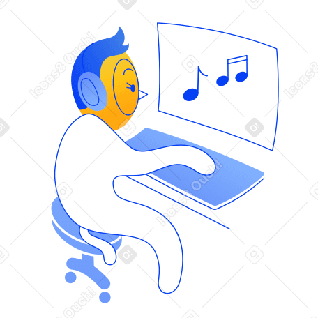 Listening to music Illustration in PNG, SVG