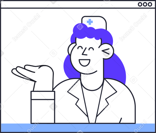 joyful doctor woman in browser window PNG、SVG