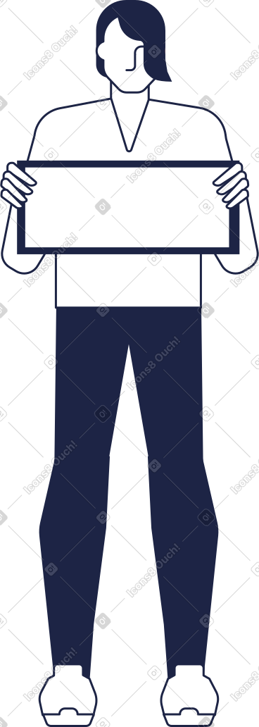 Man holding sign line PNG, SVG