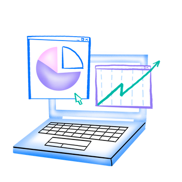 Datenanalyse mit grafiken auf dem laptop-bildschirm PNG, SVG